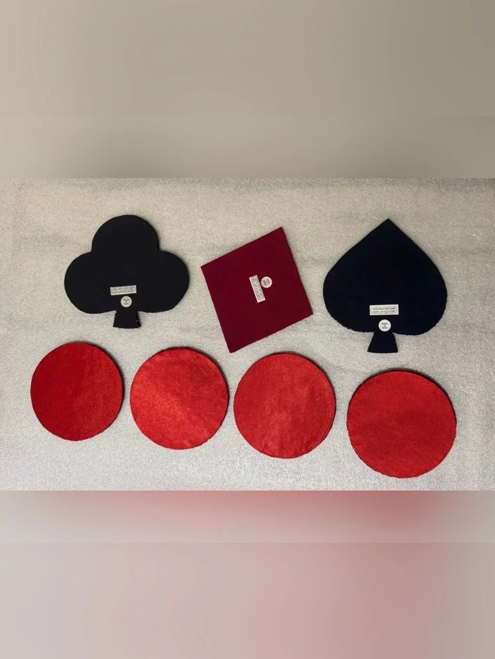 Vintage Beaded Playing Card Coasters Set of 7 Casino Poker Game Night Boho